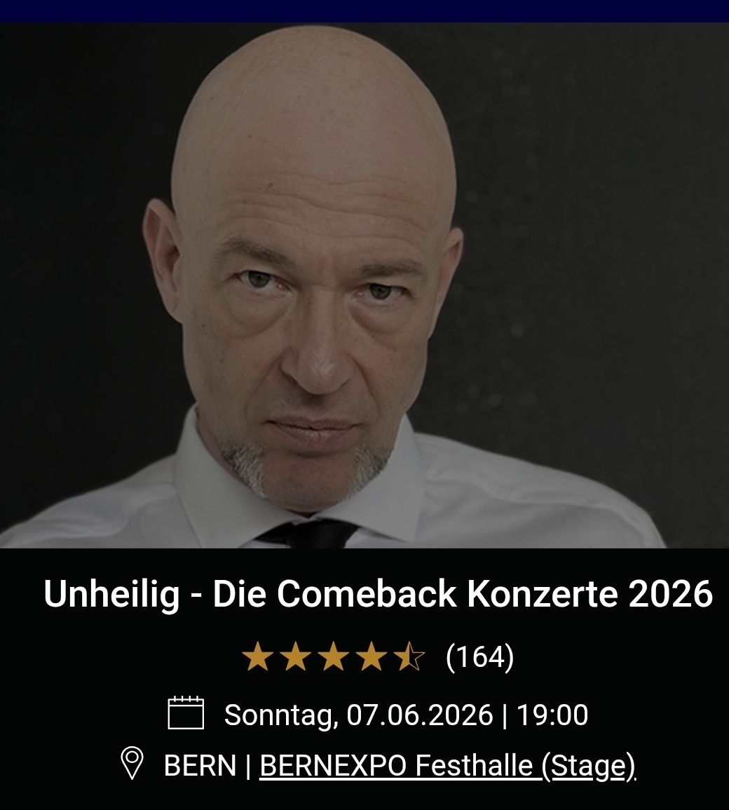 Biglietti: Unheilig Ticket Stehplatz – Nuovo e nell'imballaggio originale da Reinach AG venduto da xx.sara