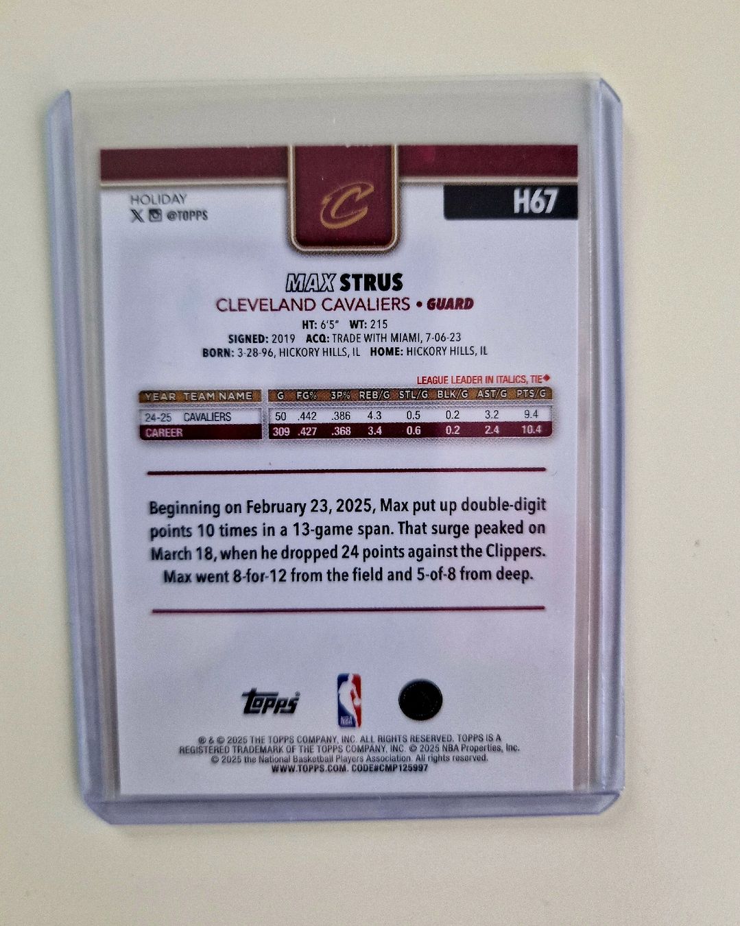 Nba Sammelbilder & Trading cards: Carte Max Strus - Cavaliers, édition spéciale fêtes! – Neu (gemäss Beschreibung) aus Chavornay von nuno1974 1