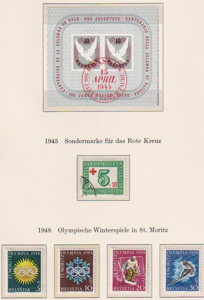 Tutti i francobolli: Basler Taubeblock und olympia Marken gestempelt. – Usato da Dornach venduto da kloster33