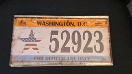 Blechschild Washington DC USA Kontroll- / Nummernschild