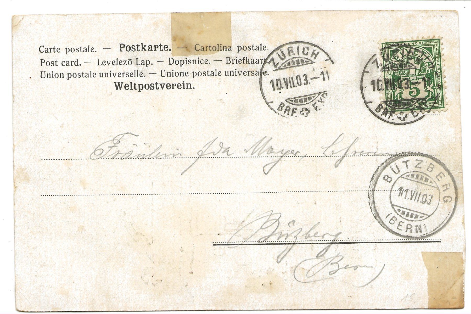 Cartoline postali: Zürich - Schweizerischer Lehrertag - Schule - Litho - 1903 – Usato da Engelburg venduto da Cartophil 1