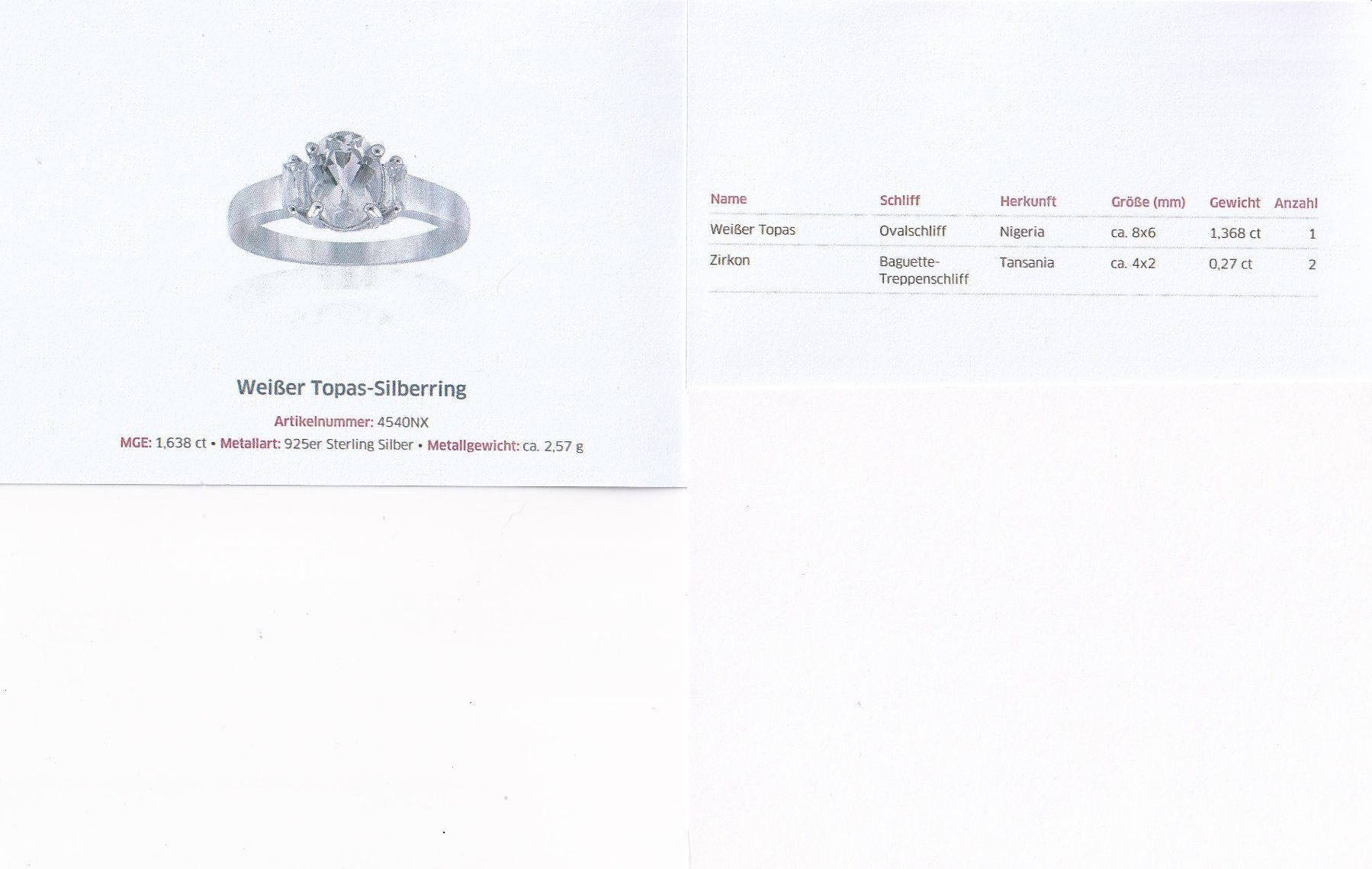 Ringe: Echtschmuck: Silberring Weisser Topas 18/56 – Neu (gemäss Beschreibung) aus Zuchwil von maumauchi 1