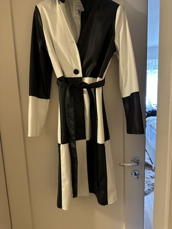 Damen Spezielle Leder Optik Mantel