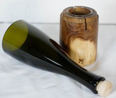 LAST CHANCE! Teelichthalter Holz & Flaschenglas 30cm