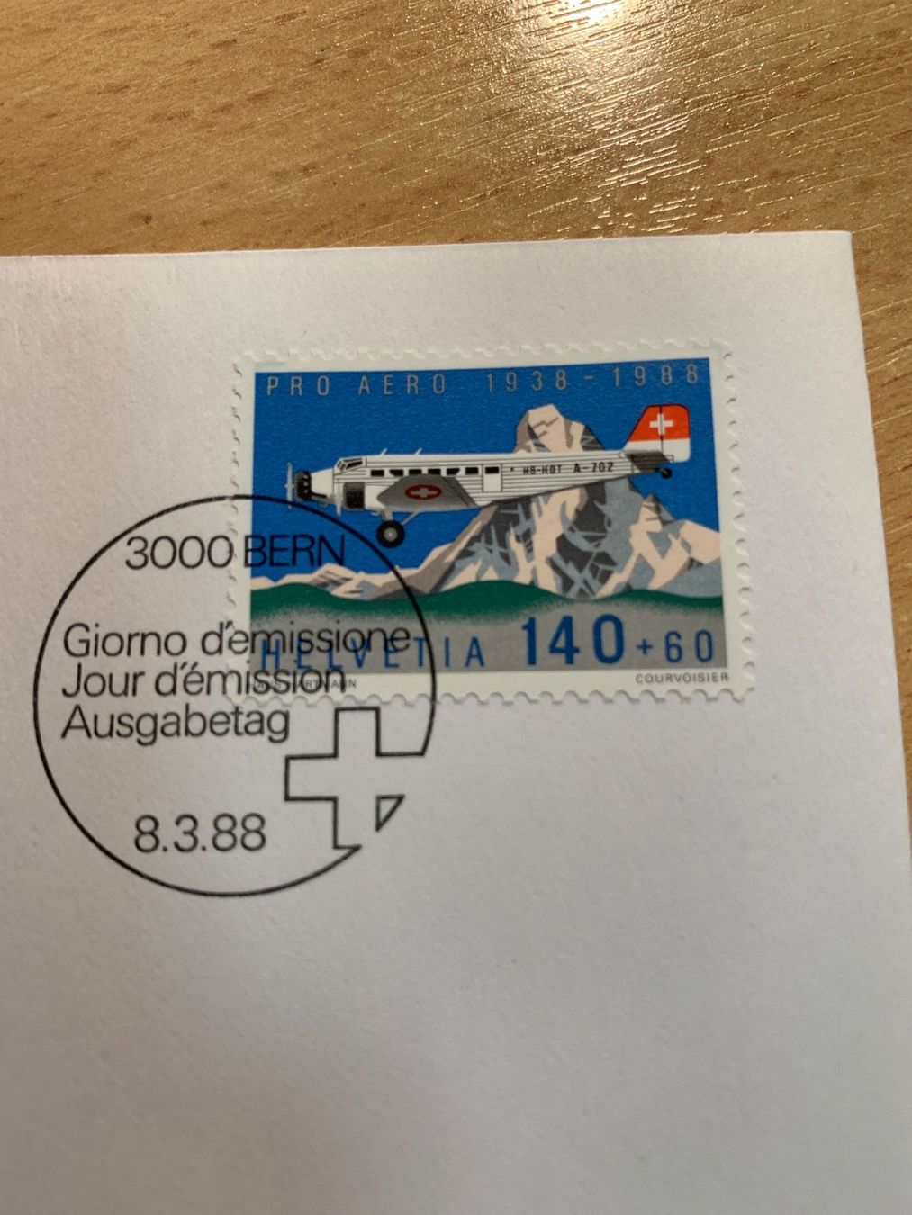 Alle Briefmarken: Pro Aero 1938-1988 Ersttagsbrief 8.3.88 – Gebraucht aus Ibach von lisch3 1