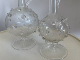 Vase mundgeblasen Glas filigran 2 Stück Kugelfisch
