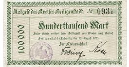 Heiligenstadt 100000Mark+Stempel 16.08.1923 SS++-VZ