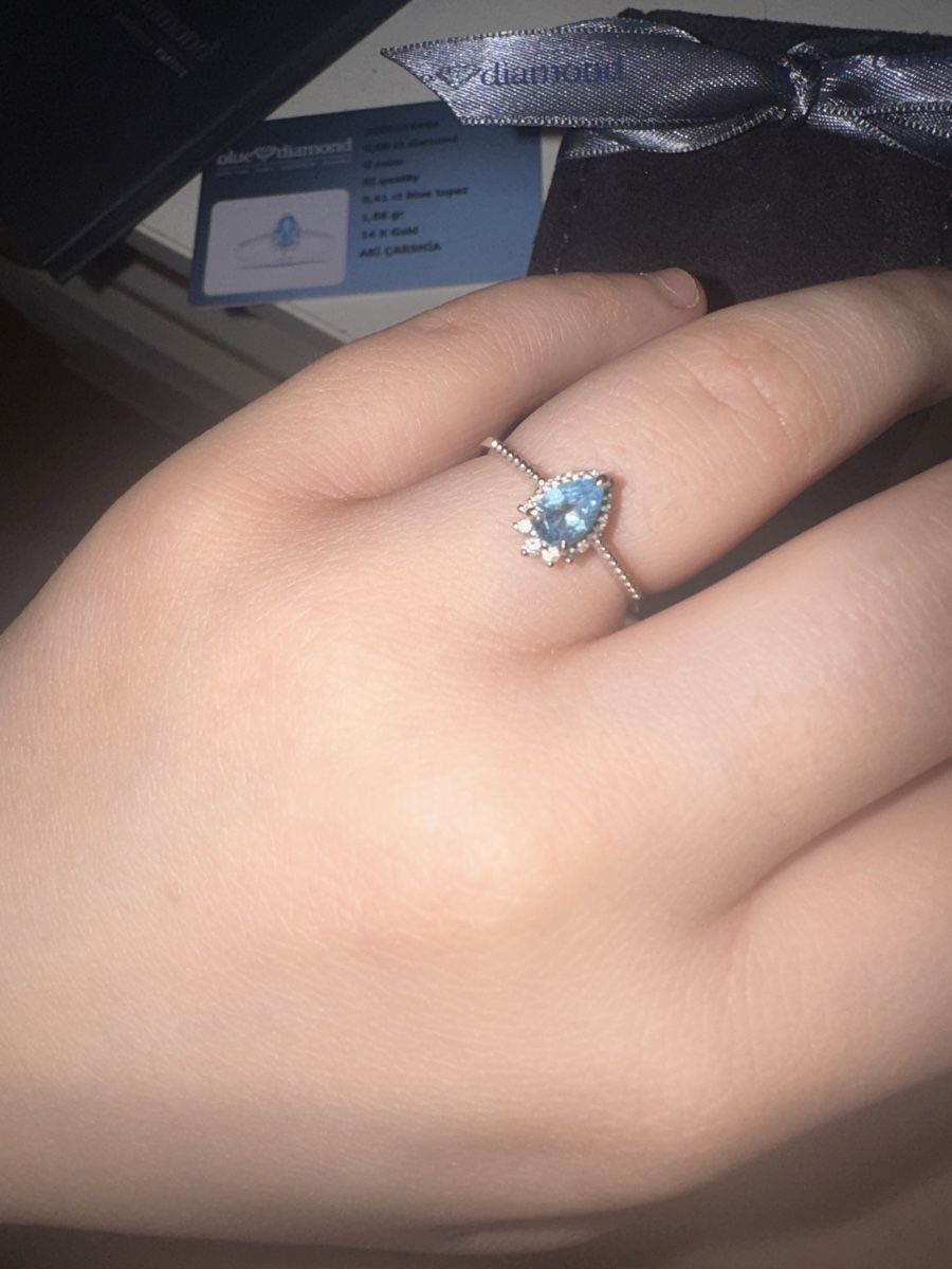 Ringe: 14K Goldring mit Diamanten & blauem Topas – Neu (gemäss Beschreibung) aus Winterthur von avn_2ffq 2