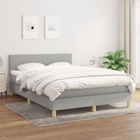 Boxspringbett mit Matratze Hellgrau 160x200 cm Stoff