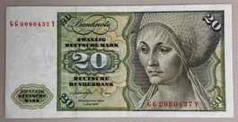Banknote, 20-Deutsche-Mark 1977