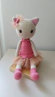 Handmade Crochet Cat Doll, Pink Ballerina Outfit, Cute! 36cm