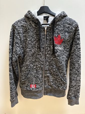 Winter-Hoodie mit Canada-Motiv, Grau meliert