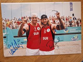 Sascha Heyer & Patrick Heuscher Beachvolleyball A4 Autogramm