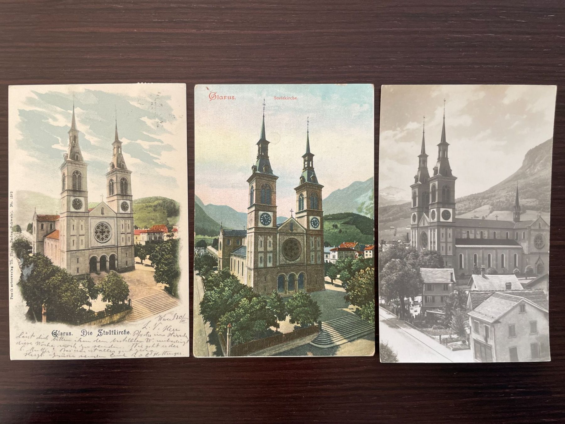 Ansichtskarten: GLARUS Kirche / Stadtkirche, 7 Ansichtskarten – Gebraucht aus Wald ZH von TLILEF 5