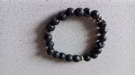 Armband Lavastein gewachst, 15cm Handgelenkumfang