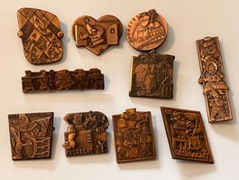10 Basler Fasnacht Plaketten 1960-1969  10 Kupfer