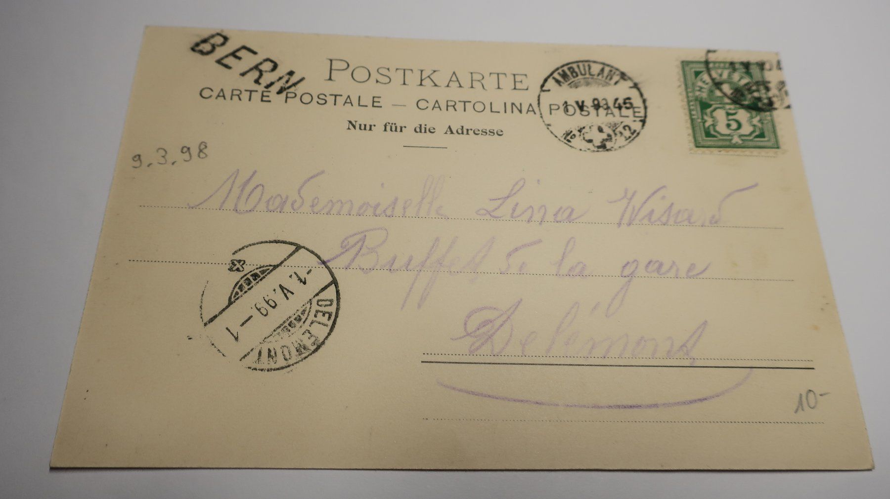 Cartoline postali: Fribourg - Le Pont suspendu  1899 – Usato da Cormoret venduto da Pascalll2001 2
