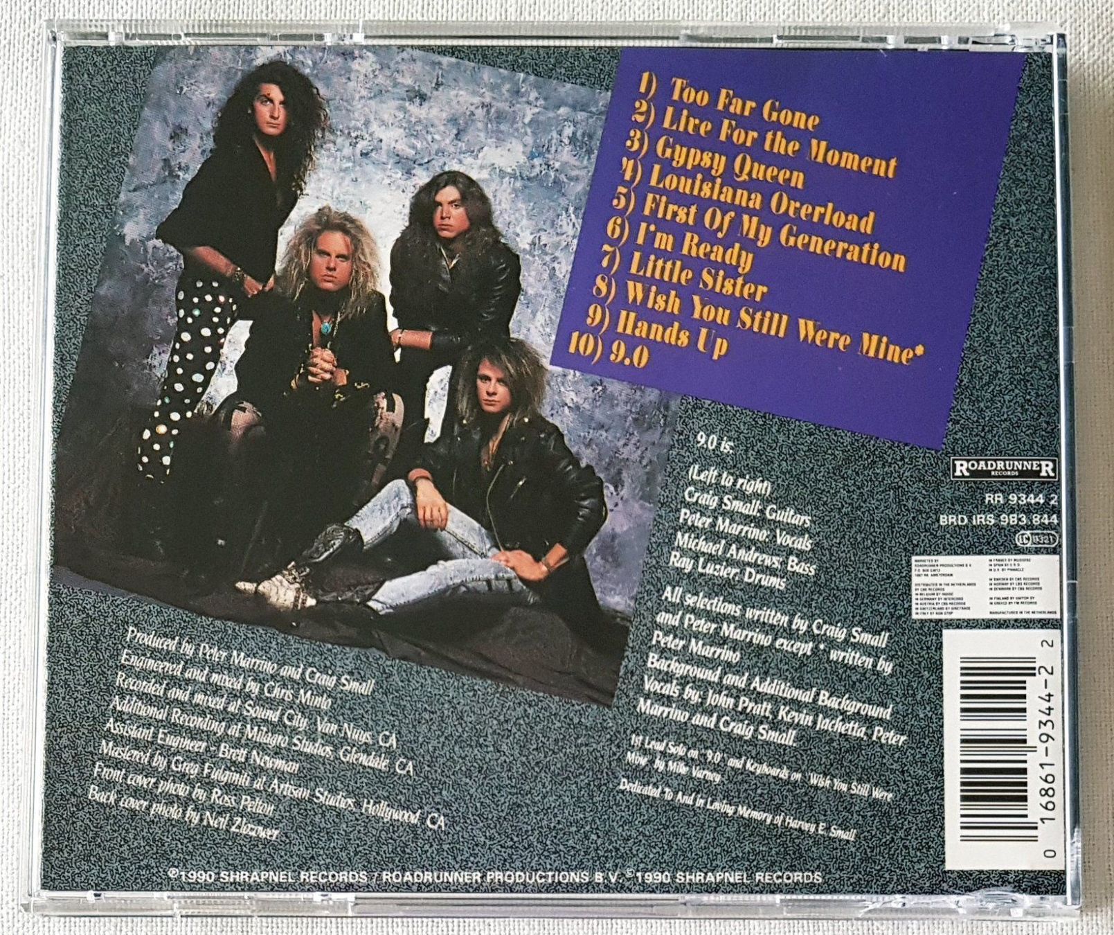CD: 9.0 – Too Far Gone - 1990 - First Press - Roadrunner – Usato da Uster venduto da Zardodel 1