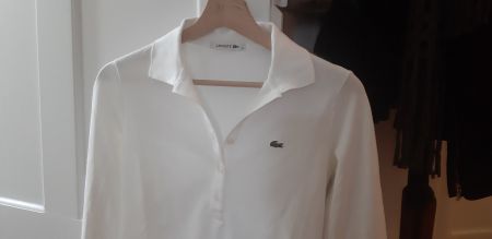 LACOSTE 🐊 NEU Damen Polo-Shirt, Langarm, Weiss, Gr. S