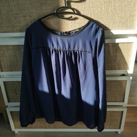 H&M Transparentes Langarm Blousen Top Navy