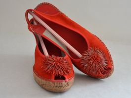 Rote Keilsandalen Gr. 37, Sommerschuhe Espadrilles