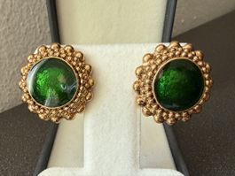 ✨Vintage Ohrringe in Goldfarbe und Grün, Clips