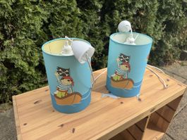 2 Kinderlampen Pirat Motiv blau