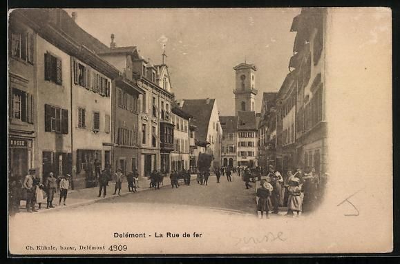 Cartoline postali: AK Delémont, La Rue de fer – Usato da Berlin venduto da bartko-reher