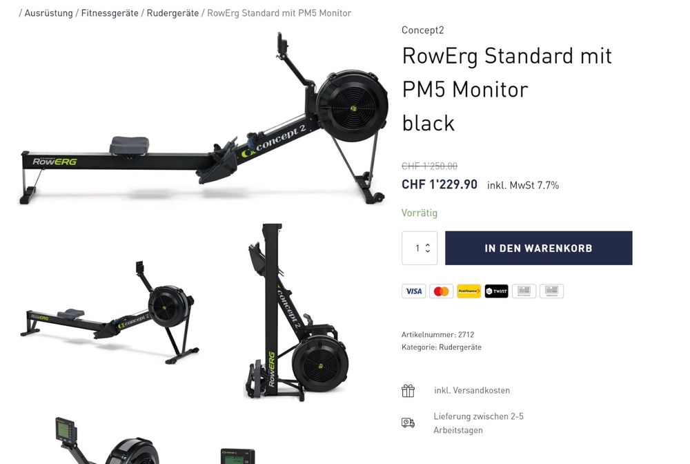 RowErg Standard mit PM5 Monitor black (Neu (gemäss Beschreibung)) in ...