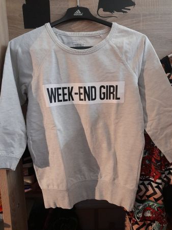 Sweatshirt pulli grau week-end girl grösse XS neu