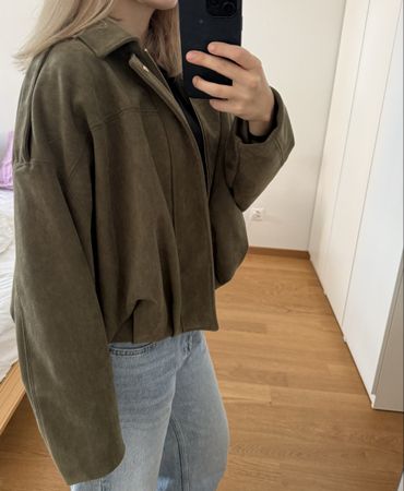 Jacke Stil Wildleder Zara Khaki