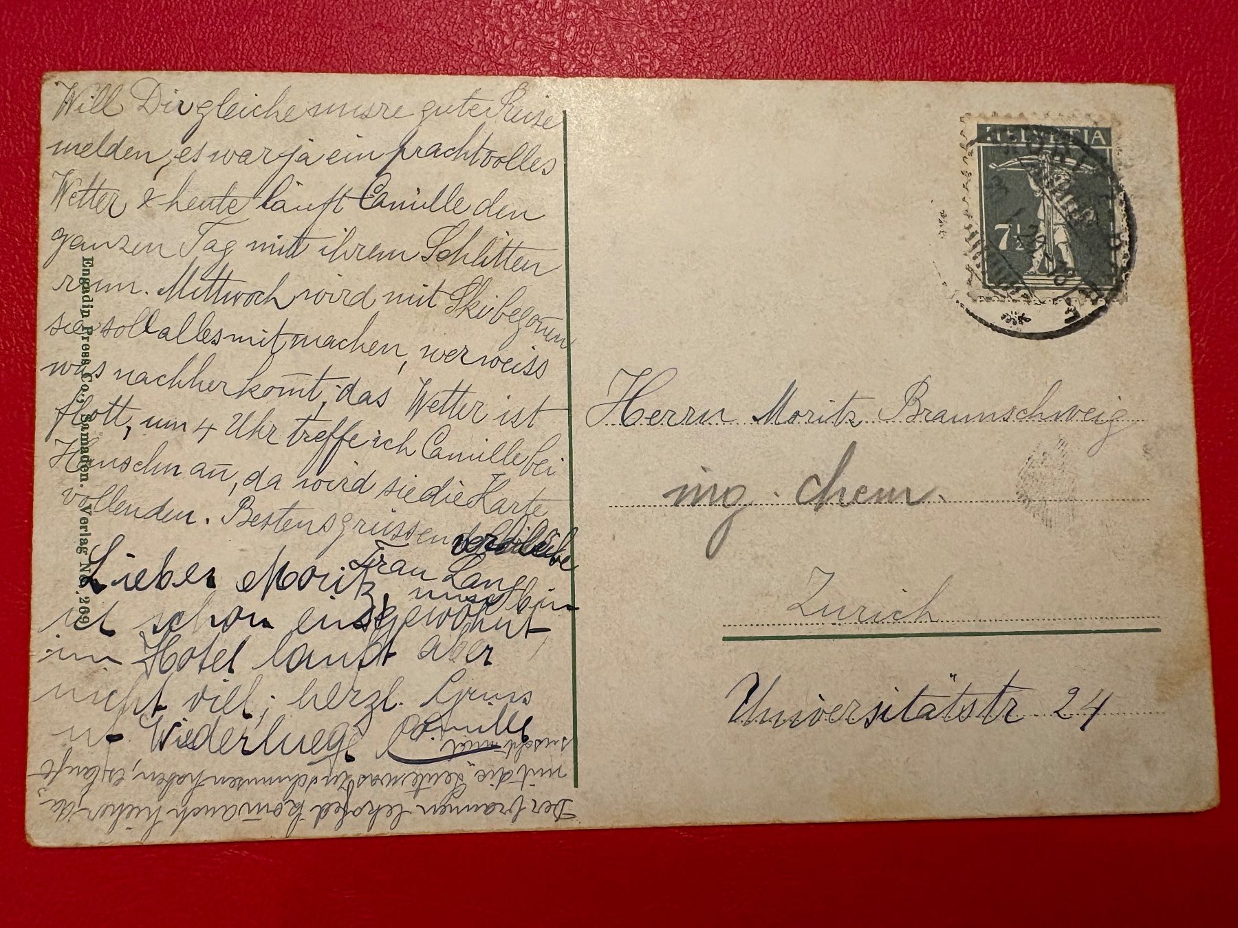 Cartoline postali: 1920 / Tailing - Partie bei San Gian - Celerina – Usato da St-Légier-Chiésaz venduto da Theo006 1