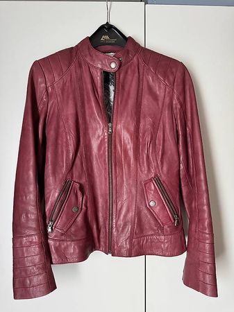 Street One Lederjacke aus Echtleder  Gr. 38  Himbeerrot 