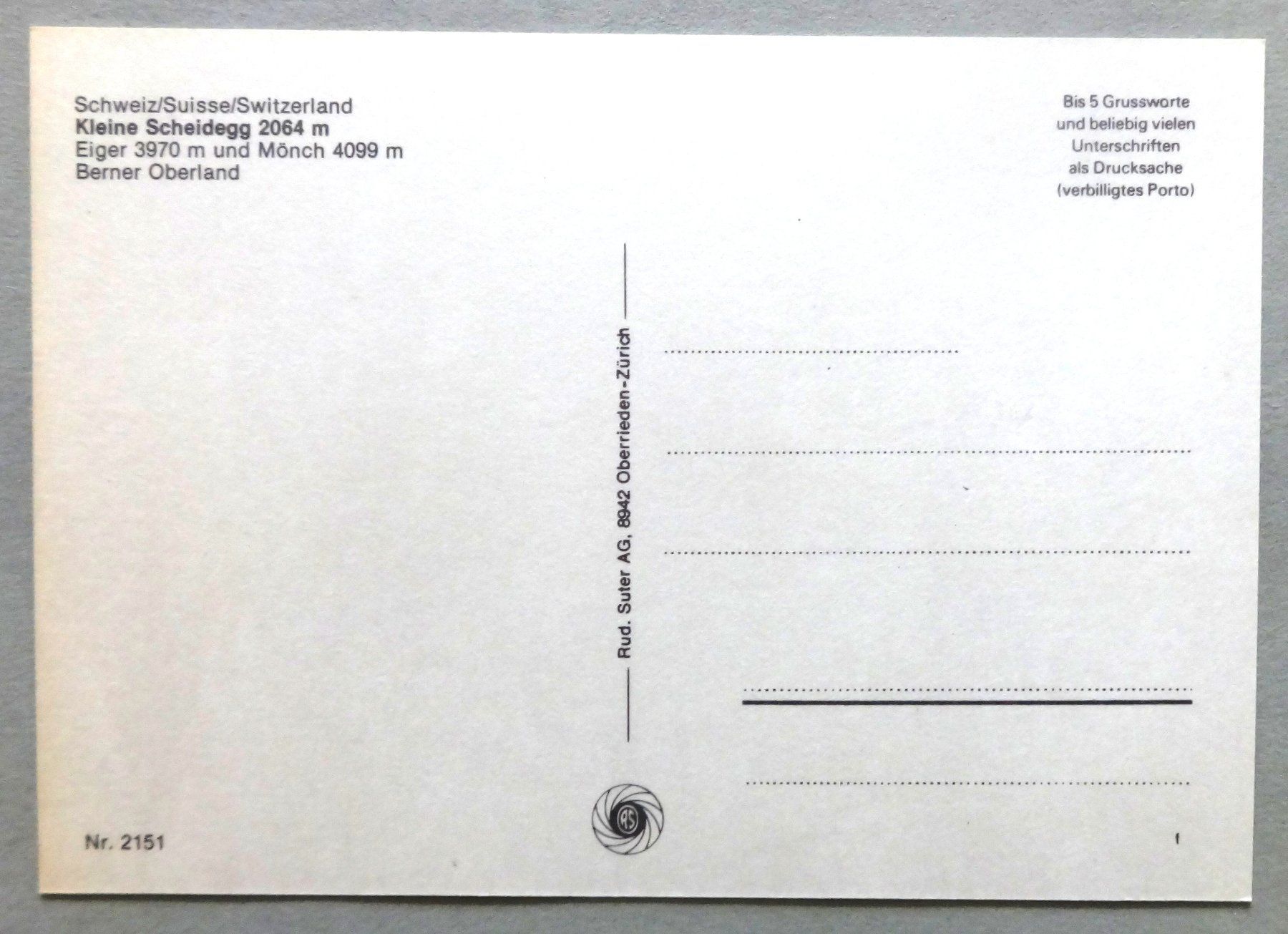Cartoline postali: Kleine Scheidegg 2064 m – Usato da Fétigny venduto da Billy2miny 1