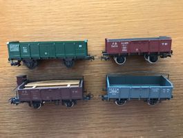 4x Rivarossi FS Hochbordwagen 2x mit Spriegelstange