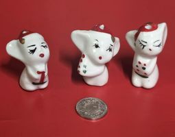 3x Keramik Figuren (Katzen?)
