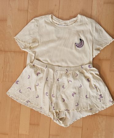 H&M Pyjama Set Bananen Muster Hellgelb Grösse M