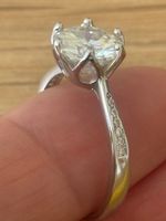 💚Luxus Elegante Gr.18,5 Ring Zirkonia Solitär  Farbe Silber