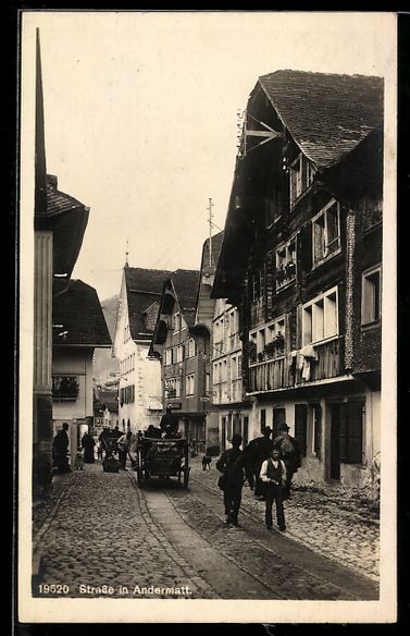 Cartoline postali: AK Andermatt, Strassenpartie im Ortskern – Usato da Berlin venduto da bartko-reher