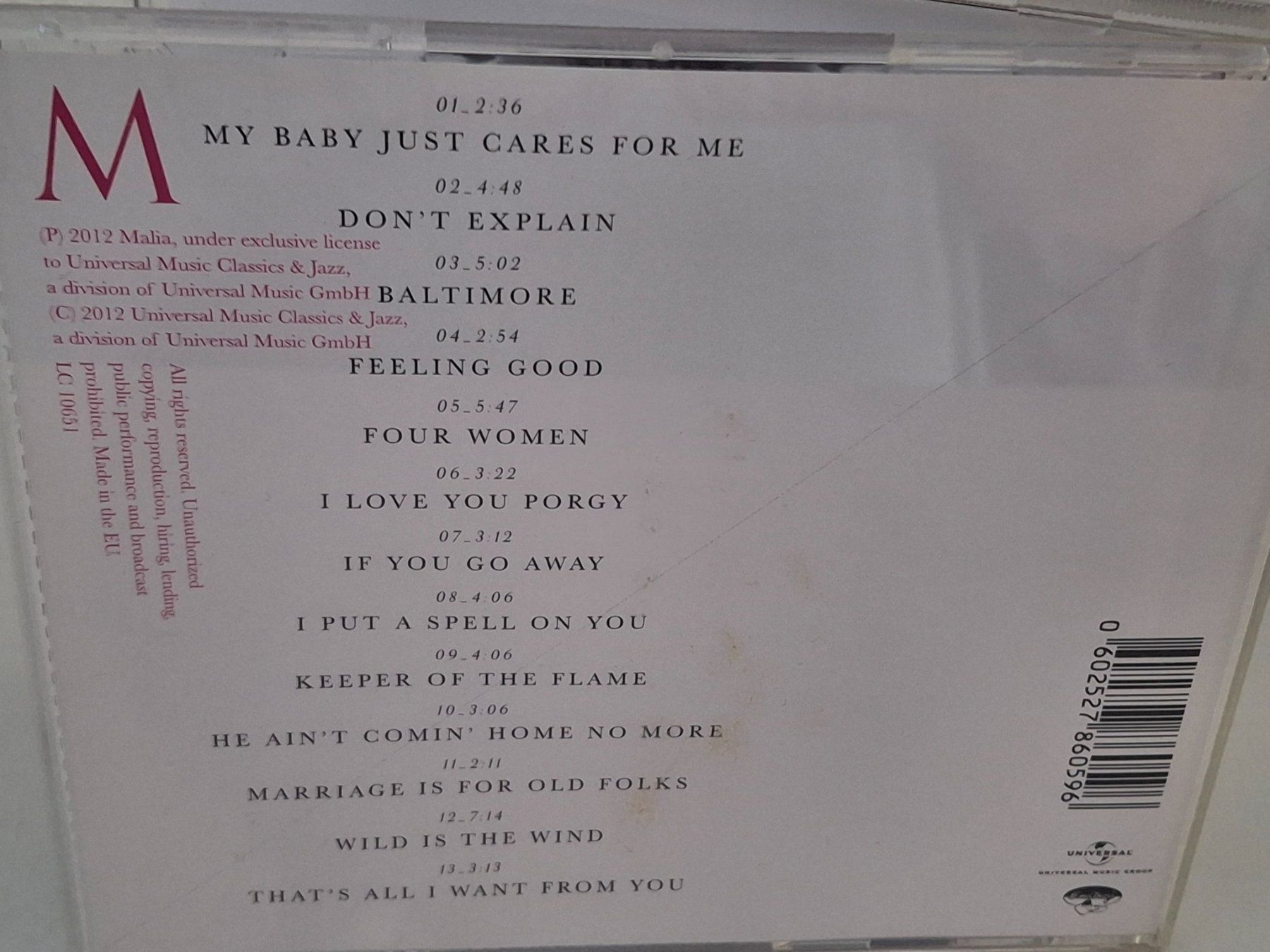 CD: CD Malia Black Orchid - Jazz Singer – Usato da Aarberg venduto da Jackup1 1