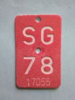 Velonummern Fahrradnummer SG 78