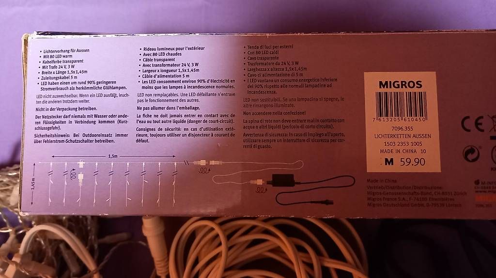 Migros Ghirlande e barre luminose: Lichtervorhang aussen – Usato da Oberdorf BL venduto da piwi11 4