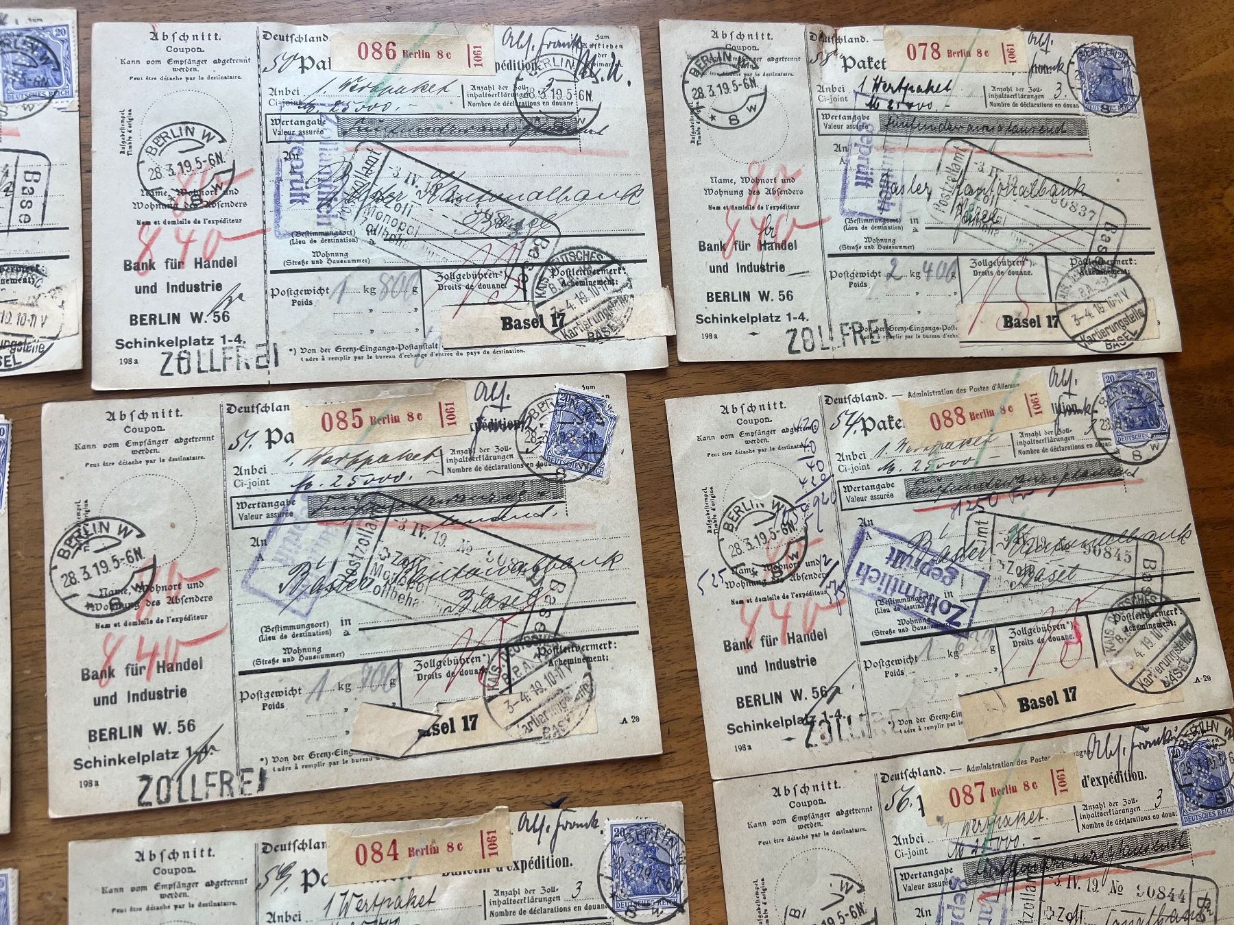 Tutti i francobolli: 9 Postwertzeichen Abschnitte Berlin Basel 1956 gestempelt203 – Usato da Glattfelden venduto da maa_qcj8 1
