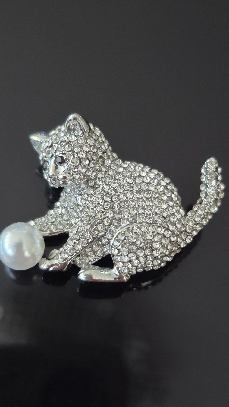 Spille & Fermagli: Glitzernder Katzen-Broschen – Nuovo e nell'imballaggio originale da Schiers venduto da Carmela8