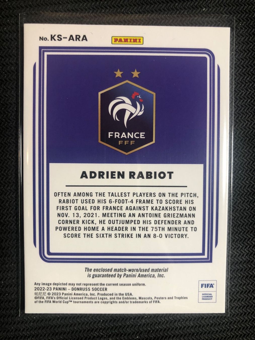 Panini Carte collezionabili: Panini Donruss Adrien Rabiot Match-worn Patchkarte – Usato da Wangenried venduto da Garagara 1