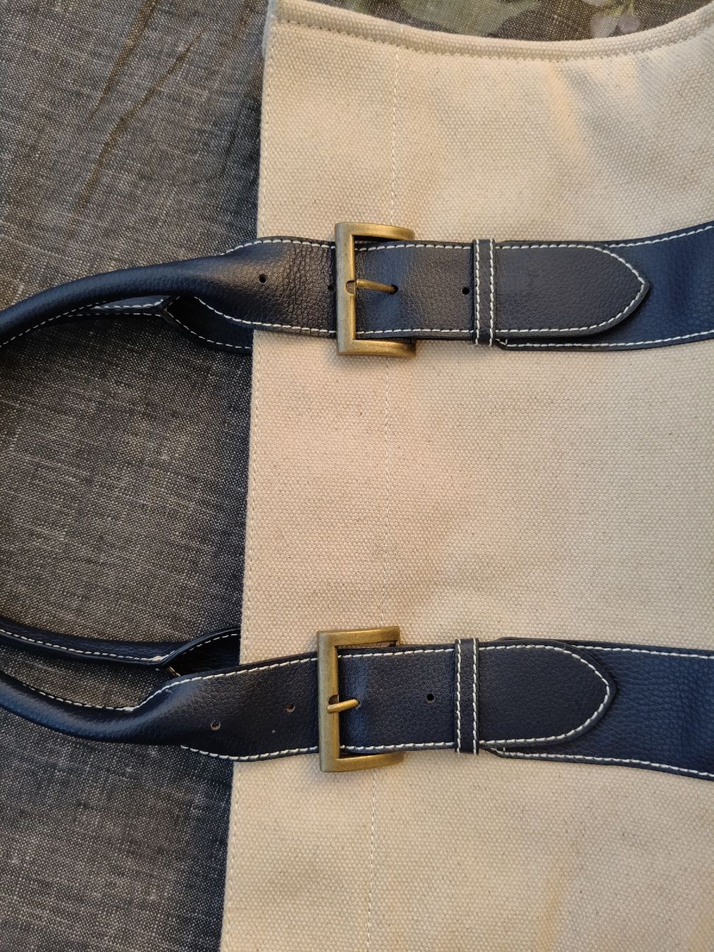 Tessuti: Pack easy canvas leather handle handbag beige blue go – Usato da Zürich venduto da sha_vw65 9