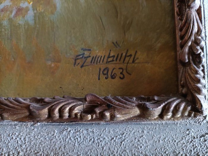 Tableaux: Antikes Gemälde mit Holzrahmen 1963 – D'occasion à Burg par Mainstreet69 2