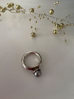 RING IN SILBER 925 MASSIV MIT MUSCHELKERN