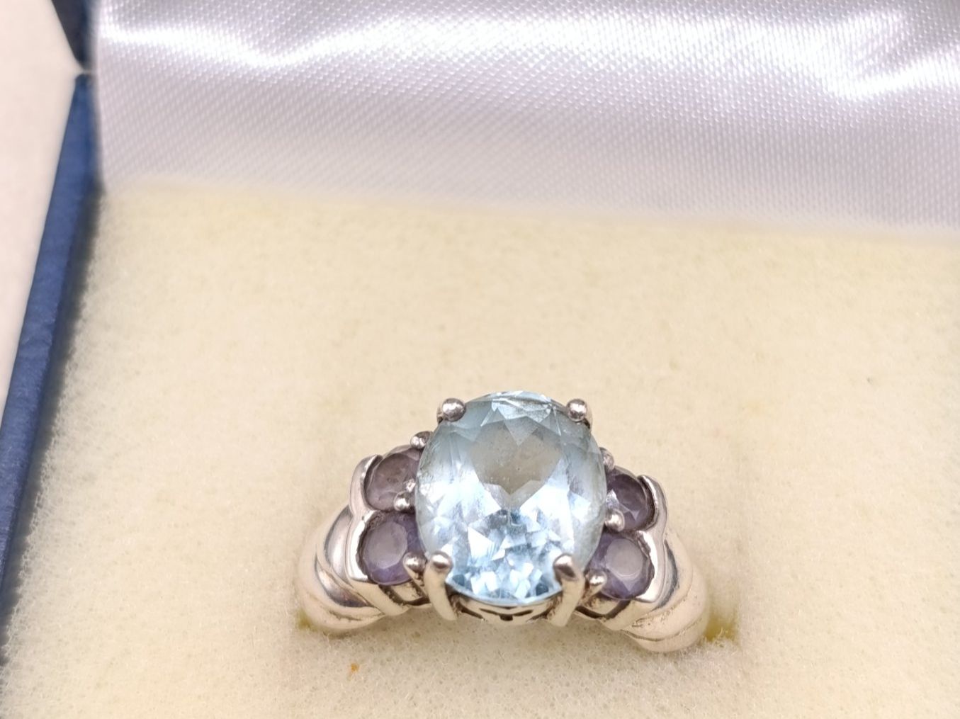 Anelli: Vintage 925er Silber Ring mit Aquamarin und Markasiten Top – Usato da Steffisburg venduto da 1.Schmuckschatulle 1