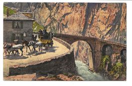 Furkapost (UR/VS) Postkutsche bei Teufelsbrücke - Reuss 1911